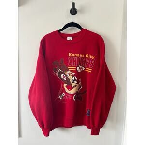 Vintage Kansas City Chiefs Tasmanian Devil Sweatshirt Cut Tag 1992 Warner bros